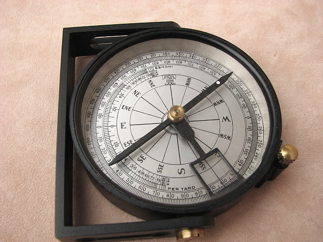 Vintage Hilger & Watts handle compass/clinometer with leather case